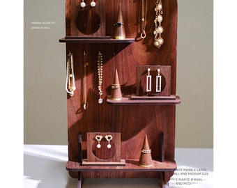 jewelry display set, jewelry organizer, ring stand, earring stand, wood jewelry display, wooden organizer, earring display, display,