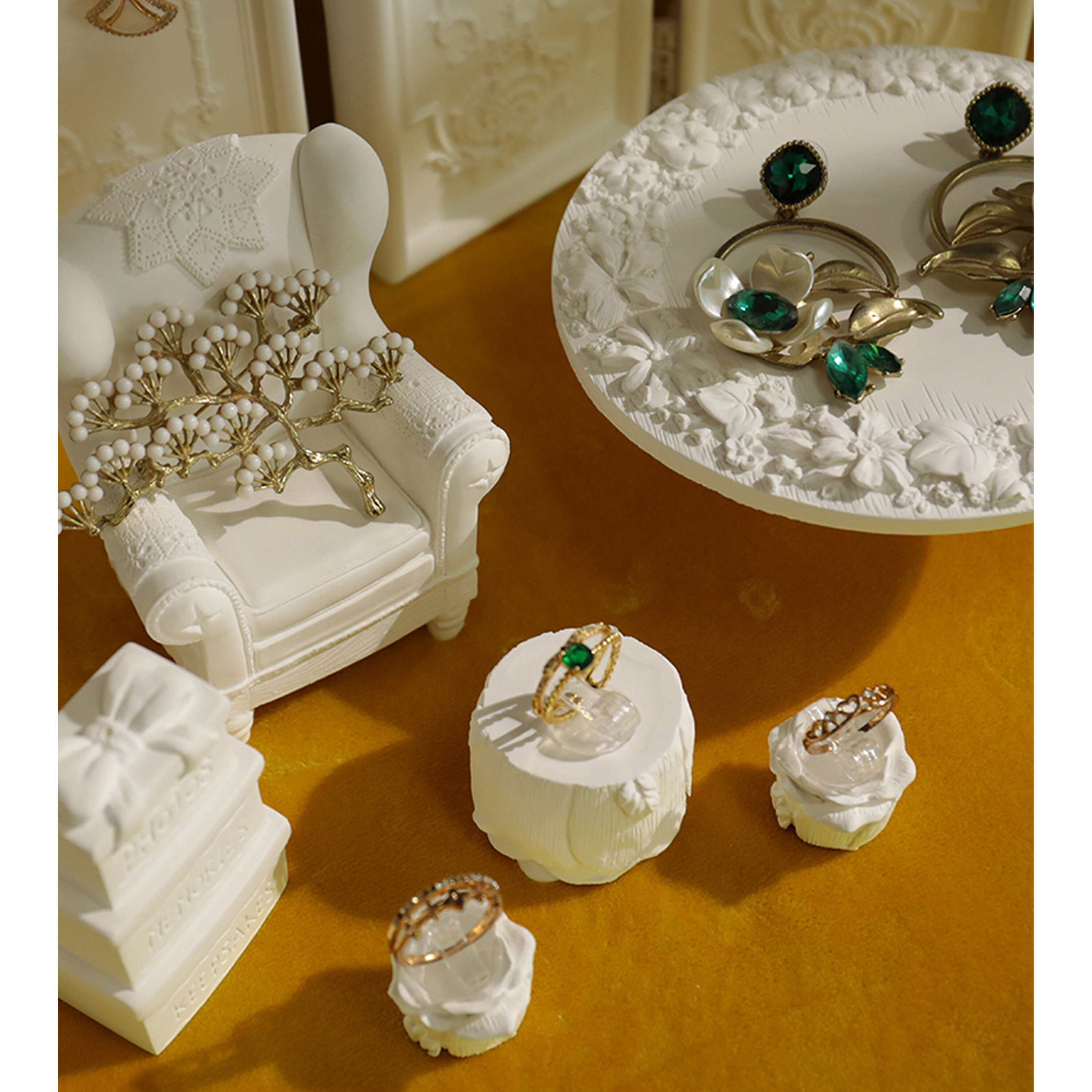 White Jewelry Display Set Wedding Jewelry Display Jewelry Etsy