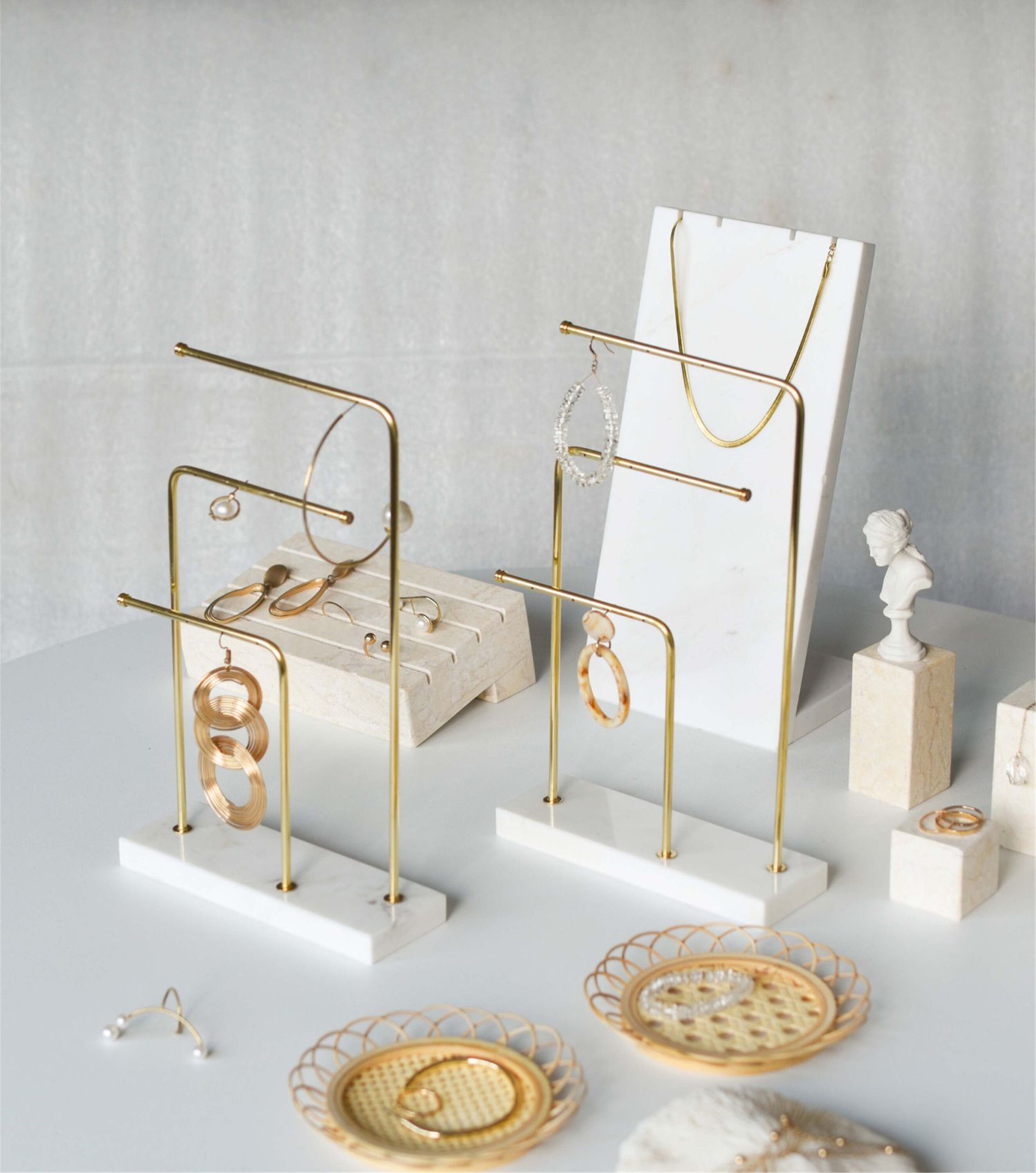 White marble jewelry display white jewelry organizer stand Etsy