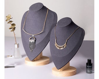 Velvet Necklace Display: Mannequin Jewelry Holder Set