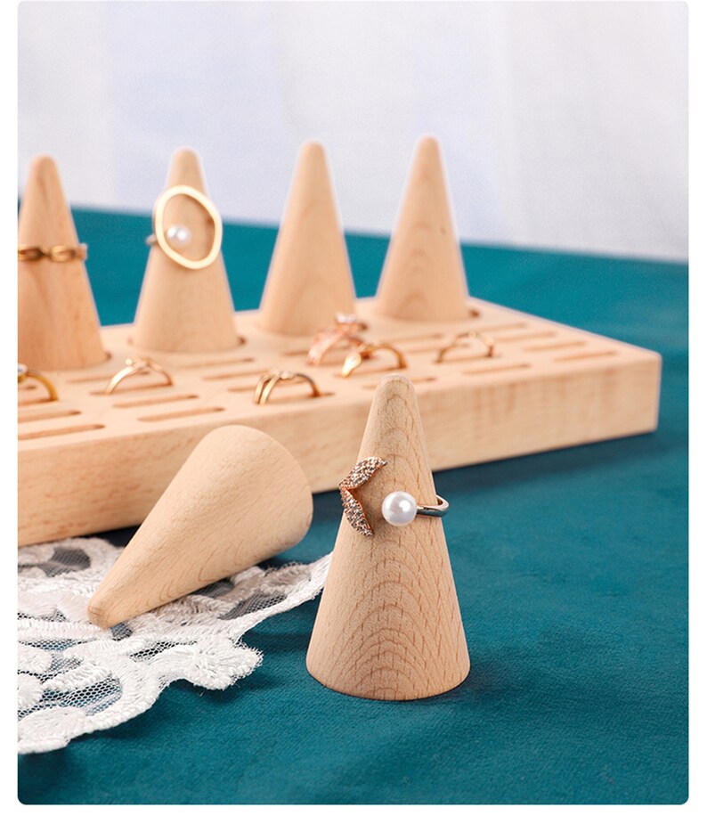 Wooden Finger Ring Holder Ring Stand Jewelry Display Ring Etsy