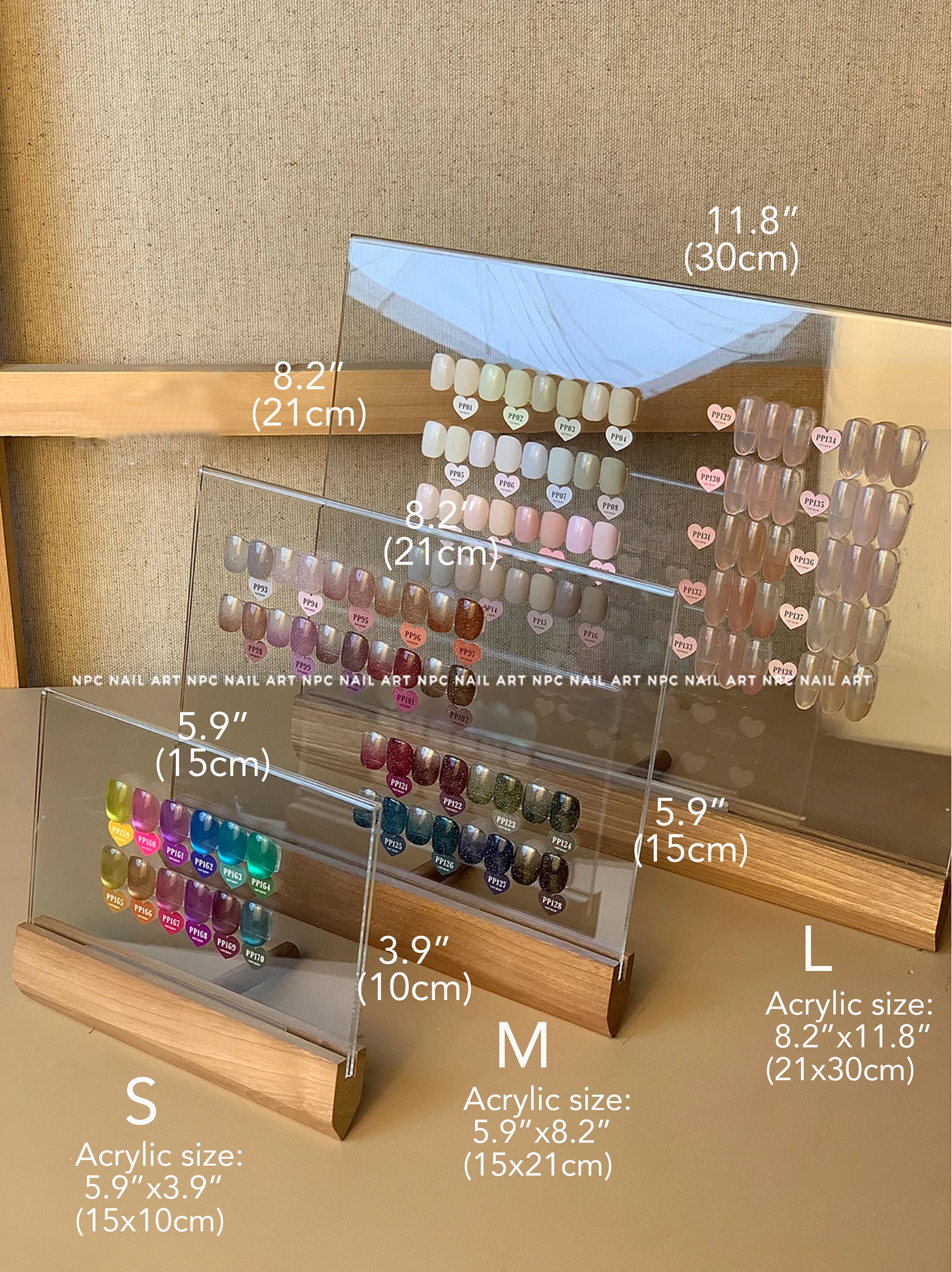 アクリル製ウォールナットネイルアートディスプレイスタンド：ネイル