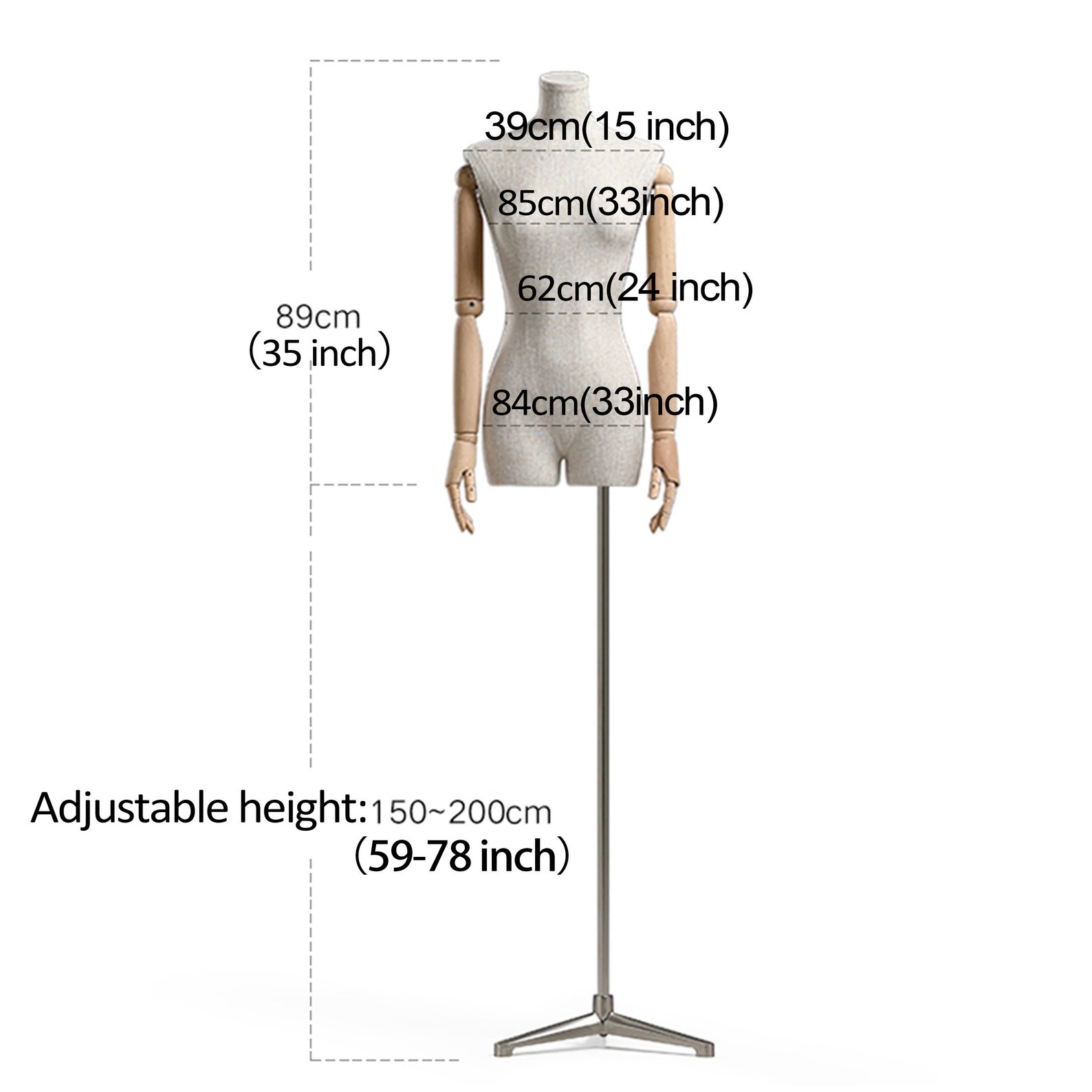 Adjustable Height Female Mannequin Half Body Mannequin With Etsy