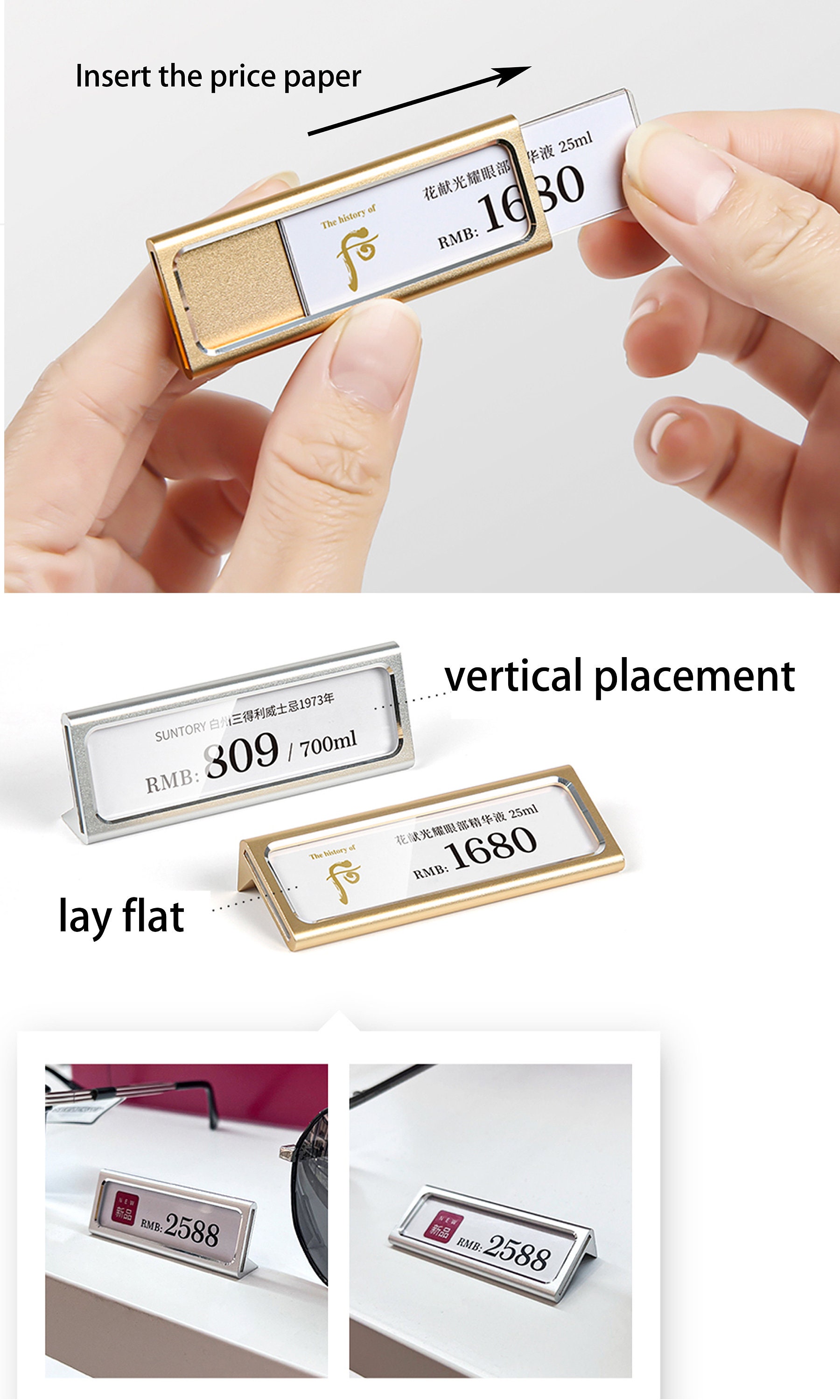 10 PZ CARTELLINO del prezzo digitale 3D scaffalature in metallo regolabile GBP Kit quadrato