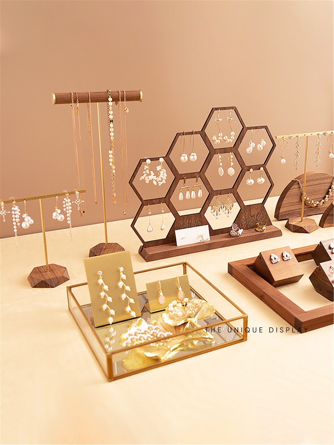 Wood Earrings Display Stand, Stud Earrings Display, Minimalist Jewelry