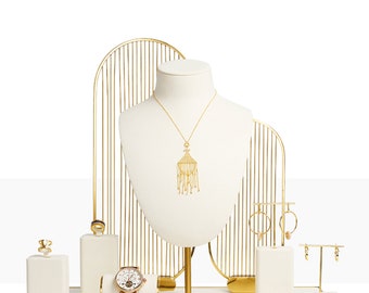 Velvet Metal Jewelry Display Set: Gold Retail Organizer