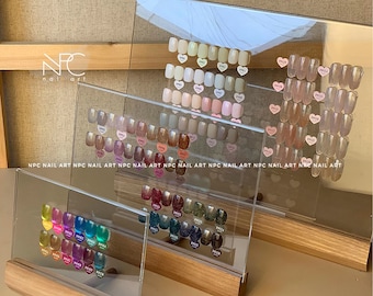 Acrylic Walnut Nail Art Display Stand: Nail Tech Organizer