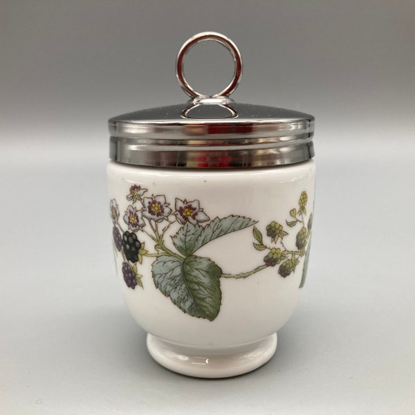 Vintage Royal Worcester Lavinia Porcelain Egg Coddler Large King Size Two Eggs Blackberry & Bramble Design