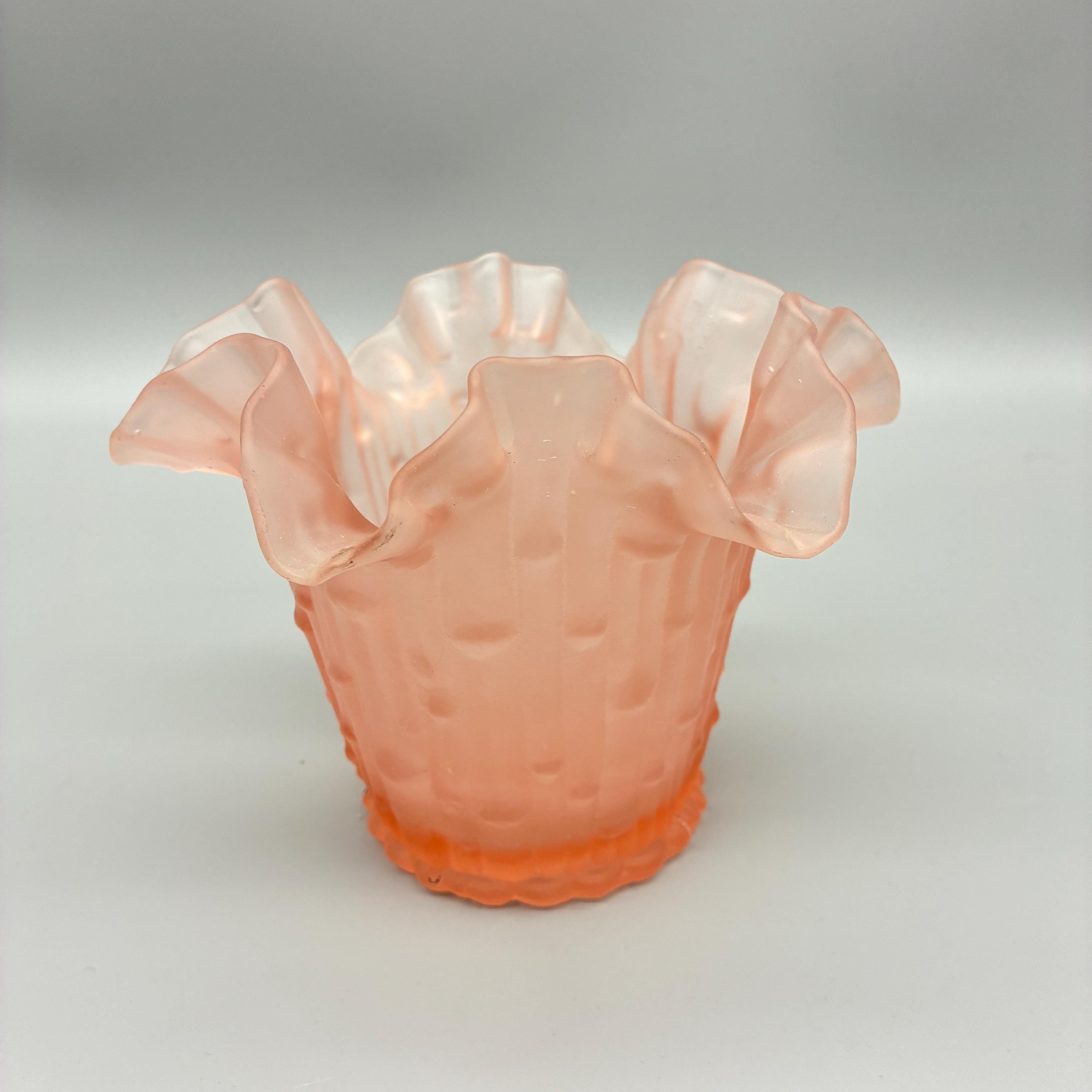 Vintage Peach Glass Vase - Etsy