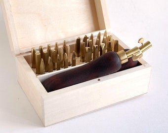 Decorative brass hand tools – Set of 30 - Bookbinding tools