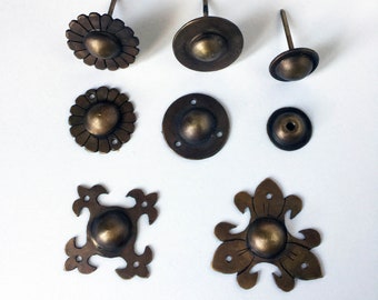 Brass furnishings to bookbinding [bosses] - Bookbinding tools