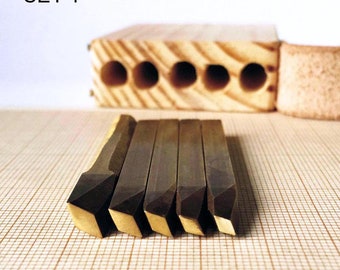 Decorative, brass hand tools – Set of 5pcs. - sets from no.1 to no.10 - Bookbinding tools