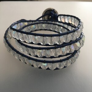 Leather wrap bracelet with Czech beads