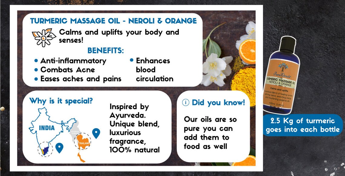 TURMERIC Massage Oil With Neroli & Orange Arthritis Aches Etsy
