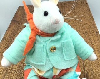 Felt woodland spring bunny Nursery decorative rabbit,birthday gift bunny, felt gift stuffed collectable plushie rabbit 7”tall /movable limbs