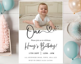 1st Birthday Invitation, Editable Baby Shower Invitation, Printable Baby Shower Invitation, Canva Instant Download Invitation