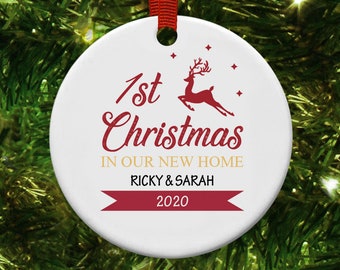 First Christmas New Home ceramic ornament, First Christmas ornament, personalised ceramic ornament, personalised keepsake