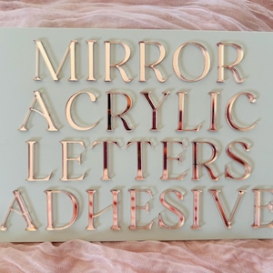Letras de acrílico espelhadas, letras de acrílico espelhadas autoadesivas, letras de acrílico espelhadas adesivas, placa de casamento faça você mesmo, placa faça você mesmo,