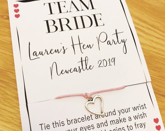 Wish Bracelet Hen Party Hen Party Favour Hen Do Personalised Bridesmaid Gift Wedding Bridal Party Personalised Wish Bracelet Wedding Gift