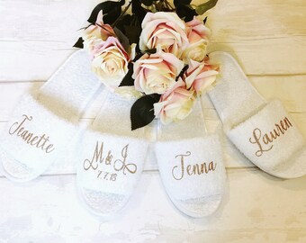 Bridesmaid Slippers/Personalised Wedding Slippers/Bridal Party Slippers/Bride Slippers/Personalised/Maid of Honour Slippers/Wedding