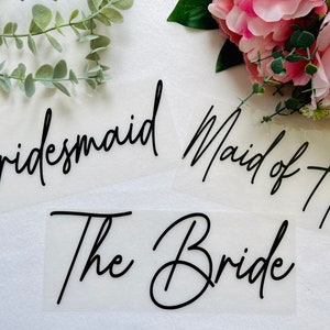 Bride/Bridesmaid/Maid of honor/Mother of the Bride t-shirt transfer, Wedding decal, Heat Transfer, DIY transfer, Iron On