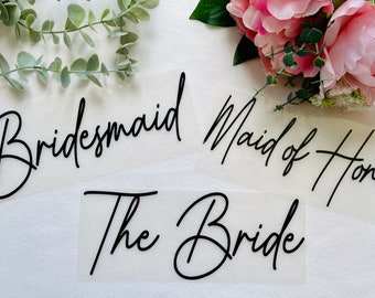 Bride/Bridesmaid/Maid of honor/Mother of the Bride t-shirt transfer, Wedding decal, Heat Transfer, DIY transfer, Iron On