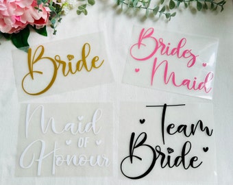 Bride/Bridesmaid/Maid of honor/Mother of the Bride t-shirt transfer, Wedding decal, Heat Transfer, DIY transfer, Iron On