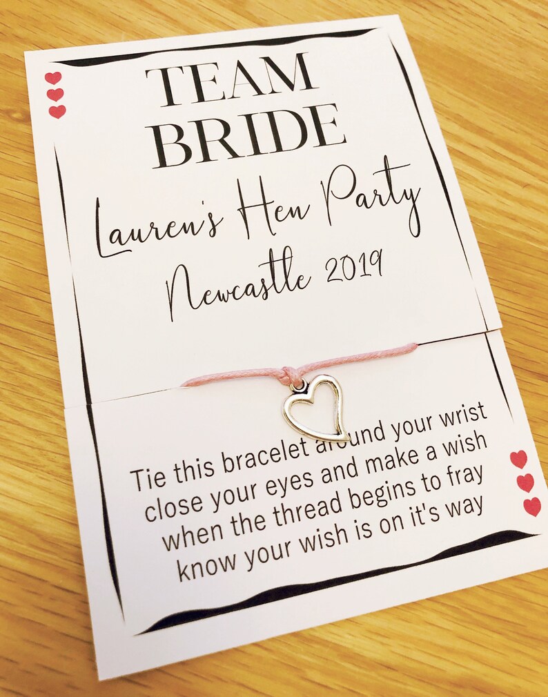 Wish Bracelet Hen Party Hen Party Favour Hen Do Personalised Bridesmaid Gift Wedding Bridal Party Personalised Wish Bracelet Wedding Gift