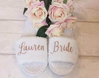 Bridesmaid Slippers/Personalised Wedding Slippers/Bridal Party Slippers/Bride Slippers/Personalised/Maid of Honour Slippers/Wedding