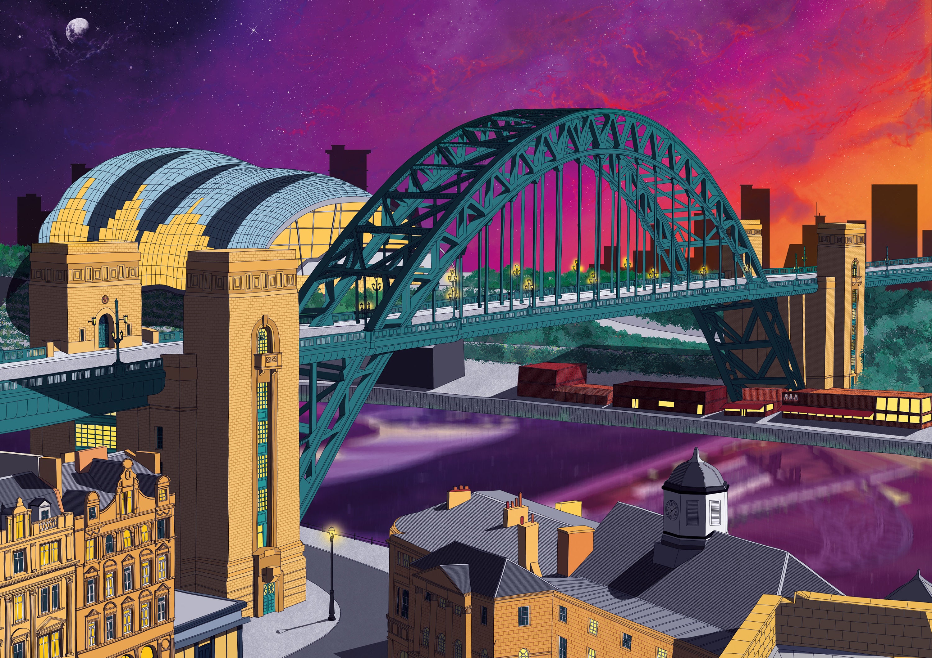 Tyne Bridge Newcastle Gateshead Sunset Print Etsy