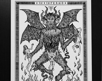 Lucifer - Art Print - illustration in black and white