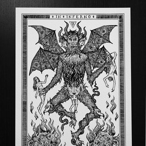 Lucifer - Art Print - illustration in black and white