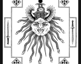 Art Print "Gorgoneion" - illustration in black and white