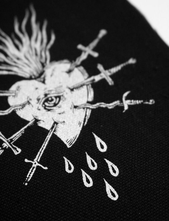 Seven Sorrows - Screen Printed Patch With Silver Ink on Black