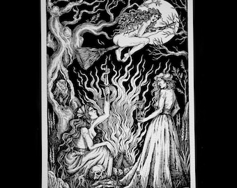 Witches' Sabbath - art print - black and white - Din A4