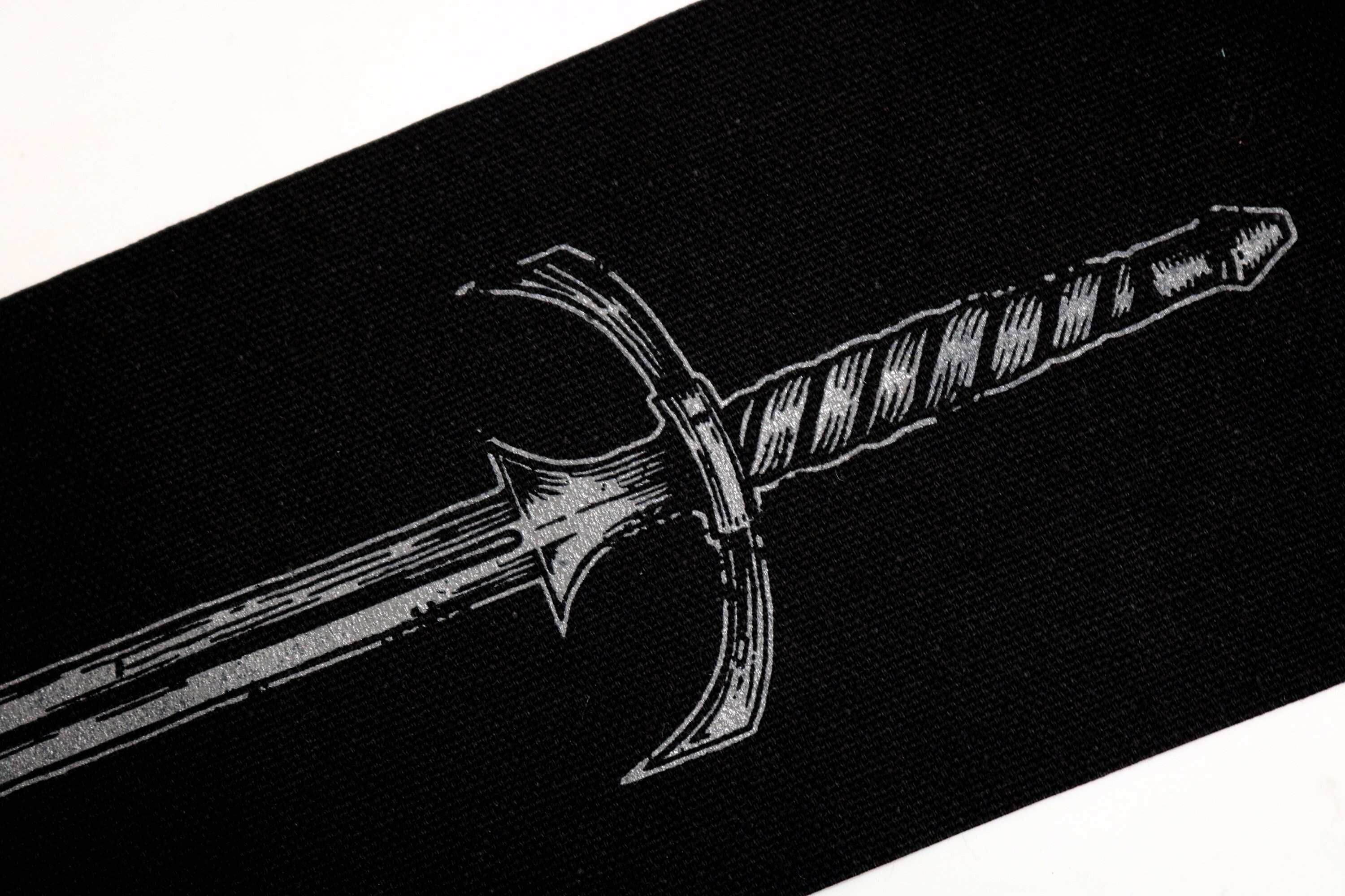 Screen Printed Patch Bastard Sword Silver Print Etsy