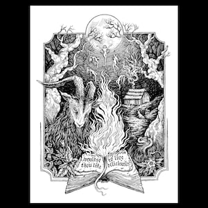 Kunstdruck &quot;Black Phillip&quot; - Illustration in schwarz-weiß