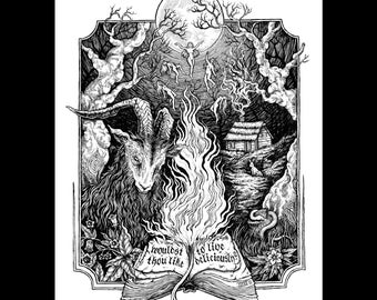 Art print "Black Phillip" - illustration in black and white