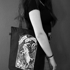 Kein Bock auf Nazis Screen Printed Tote Bag white print on black organic cotton bag image 2