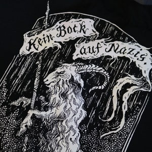 Kein Bock auf Nazis Screen Printed Tote Bag white print on black organic cotton bag image 4