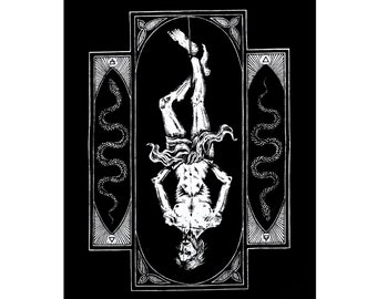 Screen Printed Backpatch - The Hanged Man - Tarot illustration