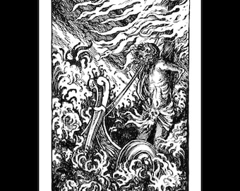 Original Zeichnung "Sirens' Song" - Tusche Illustration in schwarz weiß