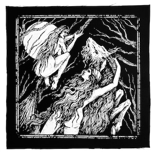 Screen printed backpatch &quot;Maiden and Crone&quot;