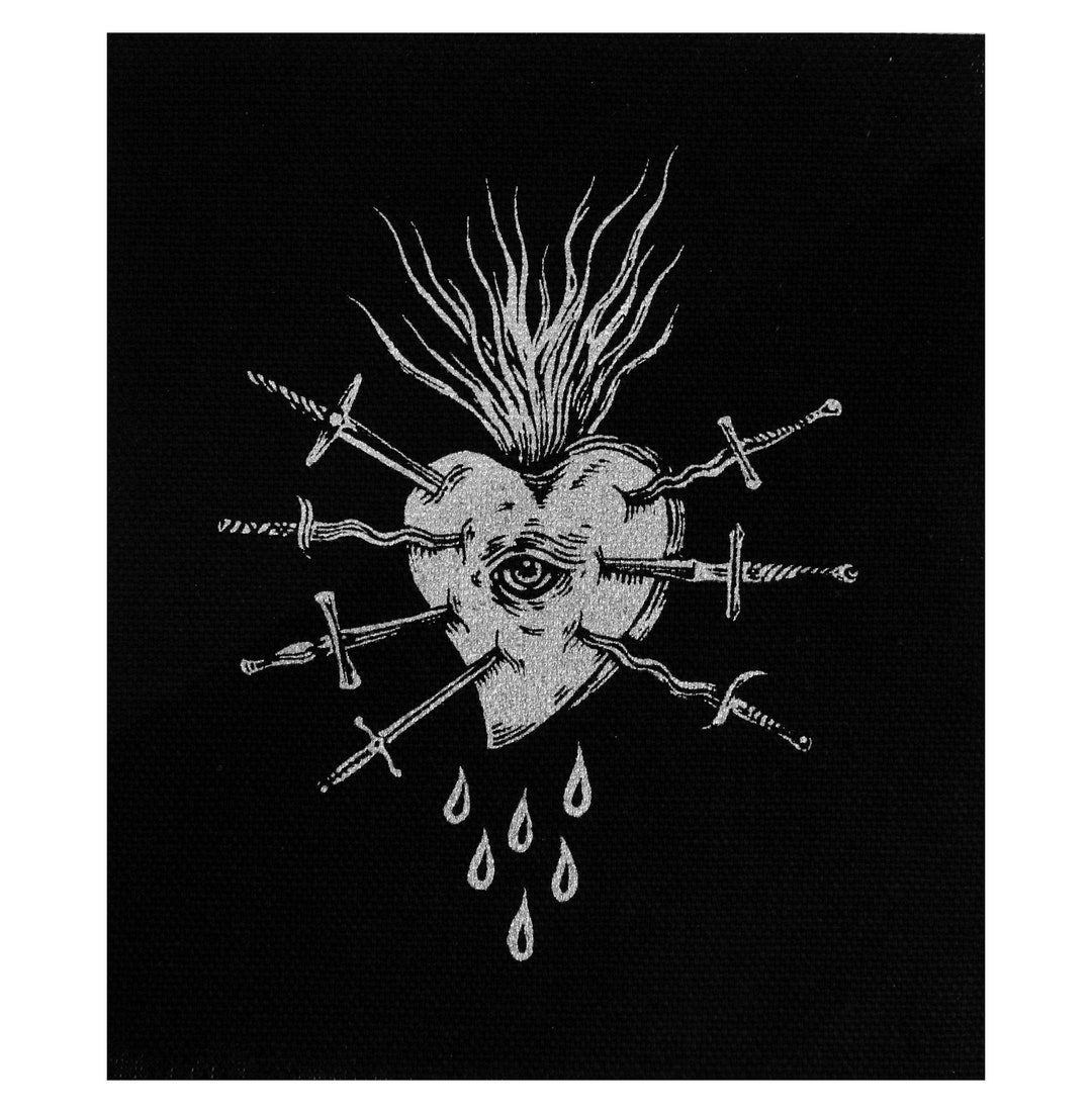 Seven Sorrows Screen Printed Patch With Silver Ink on Black Canvas - Etsy