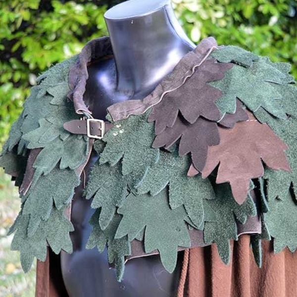 Keyleth Druid Suede Leaf Mantle - Larp, cosplay, disfraz