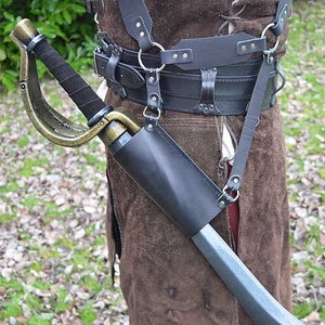 Alexios Baldric Leather Sword Scabbard Larp, Cosplay, Costume image 4