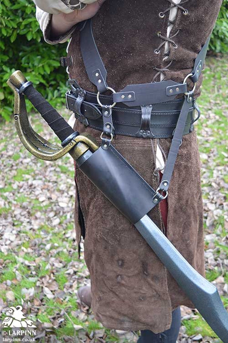 Alexios Baldric Leather Sword Scabbard Larp, Cosplay, Costume image 4