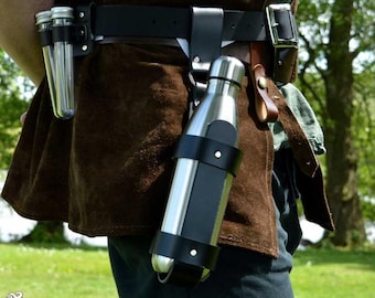 Jonas Bottle Harness - Black - LARP Costume, Cosplay, Leather Work