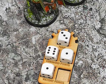 Wargames Turn Tracker - Suitable for Warhammer and other Wargames - 12mm dice version.