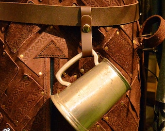 Clipe de cinto utilitário para caneca - marrom - Larp, cosplay, fantasia